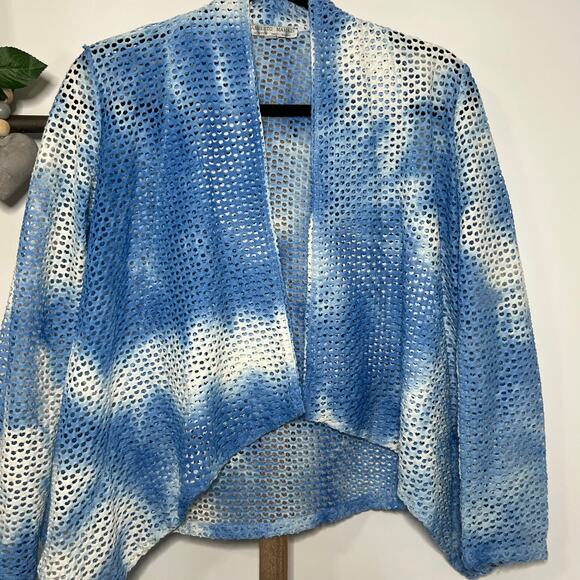 Alberto Makali Blue White Tie Dye Open‎ Cardigan Size Small - Picture 3 of 8